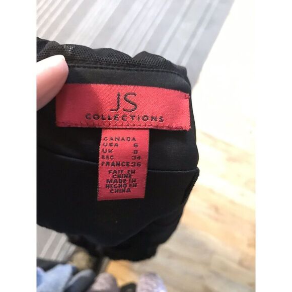 NWT $178 JS Collections Flapper Style Black Form Fitting Glittery Cocktail Dress - Picture 10 of 11